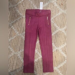 Janie and Jack Pink pomengrate leggings with Gold Zippers